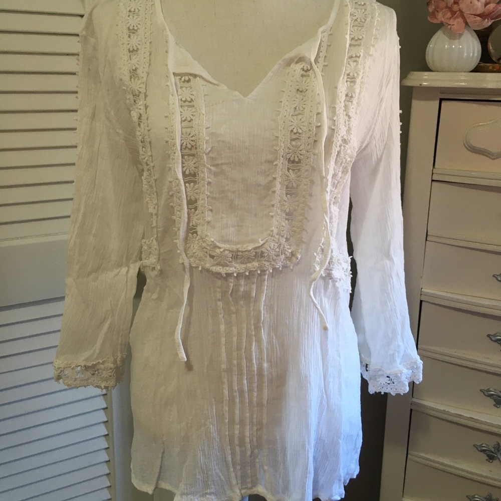 Boho White Cotton Tunic